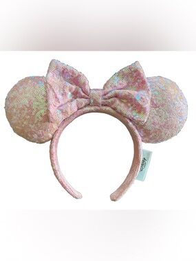 NWOT Iridescent Light Pink Sequin Bow Headband